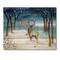 Designart - Winter Landscape With Deers - Traditional Print on Natural Pine Wood